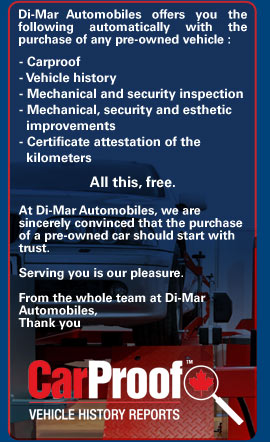 CarProof, vehicle history reports available at Di-Mar Automobiles CarProof